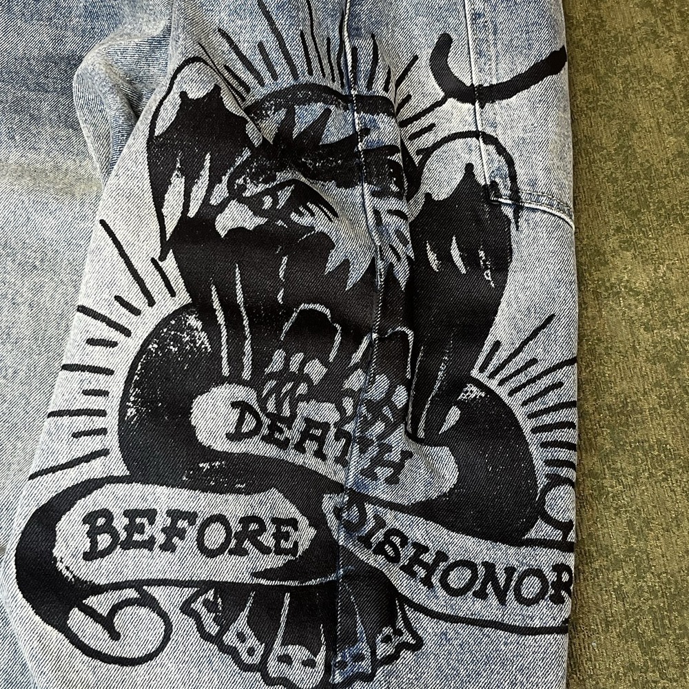 Ed Hardy Jeans Death Before Dishonor Distressed Slim Taper Denim MENS‎ SZ 40 NWT - Picture 9 of 14